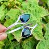 Blue Faceted Glass Gemstone 925 Sterling Silver Plated Vintage Adjustable Cuff Bangle/Bracelet TACB-B118