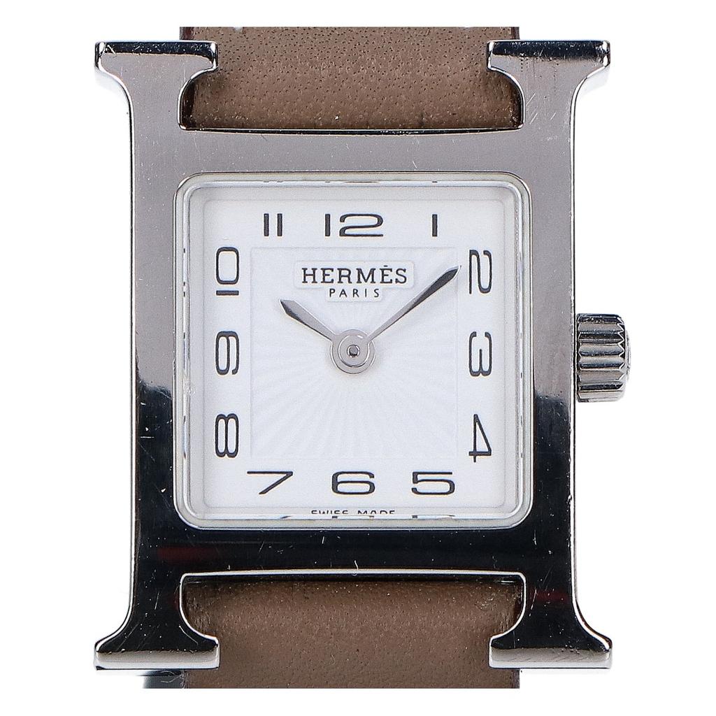 HERMES [Excellent Condition] HH1.110 U Stamp H Watch Mini White Dial Quartz Watches 0.8" Silver/EtoupUsed