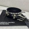 High-Grade ERD Melancholy Rich Punk Cowhide Double Nail Cross Belt