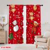 2pcs,2D plane printing Curtains Digital Printed Christmas bears Santas snowmen (2) Versatile Fabric (without rod) All Seasons