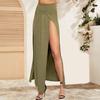 Maxi Skirt Sexy High Waist Side Slit Design Floor Length Skirt Solid Color Beach Travel Parties Slimming Skirt