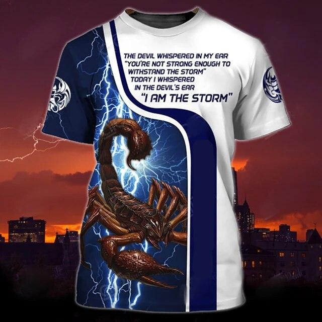 Мужская футболка с изображением животных, летняя футболка с короткими рукавами и скорпионом, забавные футболки с 3D принтом, модная повседневная мужская спортивная рубашка, мужская одежда большого размера