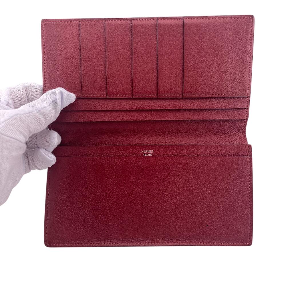 Hermes Складной кошелек Длинный кошелек 2016 Evercolor MC2 Fleming Кошелек Rouge grena Evercolor Б/у
