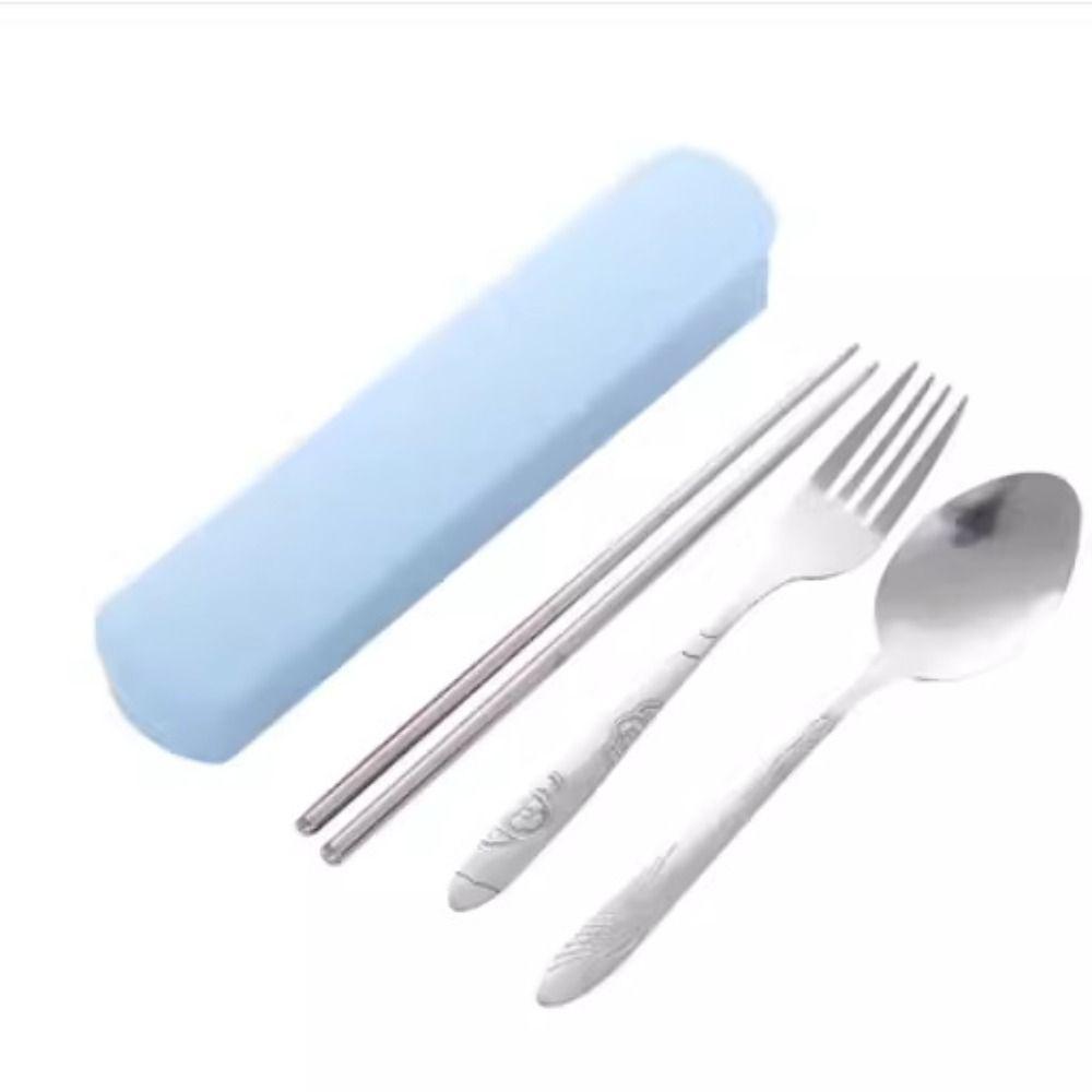 3 шт./набор портативных столовых приборов из нержавеющей стали с коробкой для хранения ложек модный набор столовых приборов