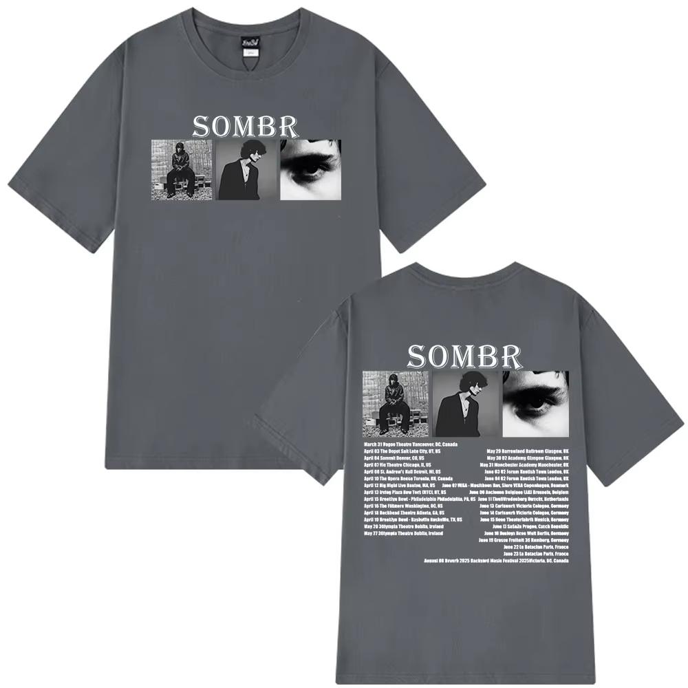 Sombr Merch Футболка с принтом Тур 2026 Мужская Женская Хип-хоп Футболка Модная Одежда Летние Футболки с коротким рукавом Повседневные Футболки Стритвир
