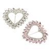 2pcs Love Heart Shape Rhinestone Buckle Metal Clothing Wrap Clip Sparkling Decorative T Shirt Clips
