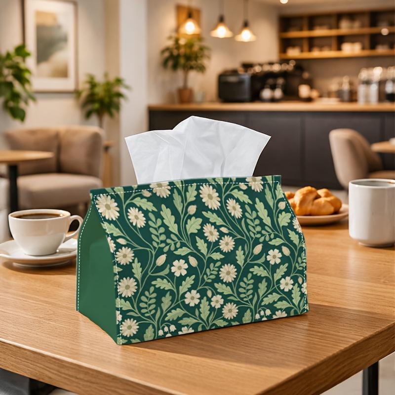 1pc Vintage Botanical Art Tissue Box-Daisy Floral Vine, Durable Napkin Organizer, Kitchen, Dining, Home Decor-Decorative Tabletop Party Tissue Box, Fe