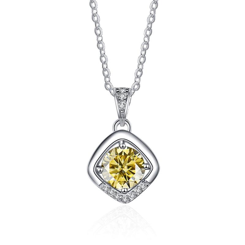 Bague Ringen 1ct VVS D Цветной Муассанит Бриллиантовое Ожерелье Для Женщин Серебро 925 Ювелирные Изделия Женский Простой Темперамент Цепочка На Ключицу