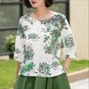ZANZEA Women Casual Round Neck Summer 3/4 Sleeve Loose Print Blouse