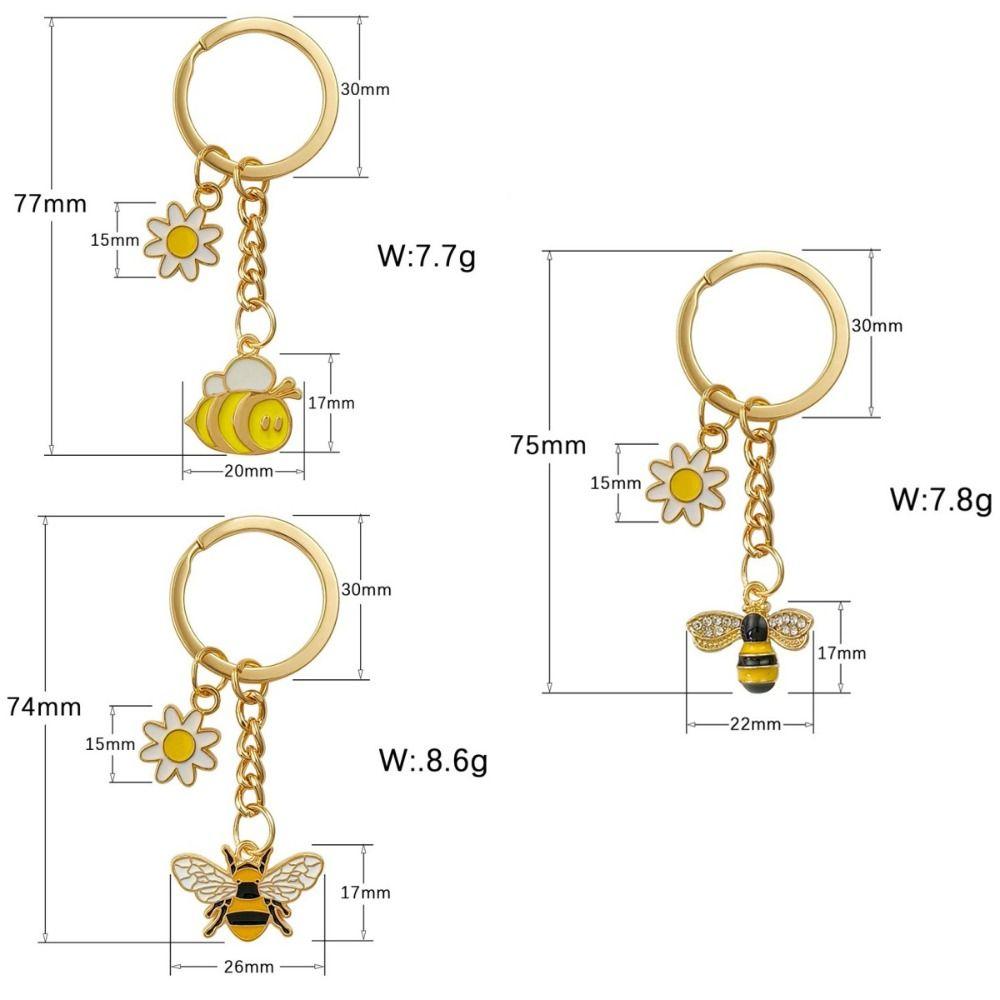 Брелки для ключей Cartoon Garden, мини-подвеска из металла и эмали, креативный брелок для ключей в виде цветка пчелы для женщин и мужчин