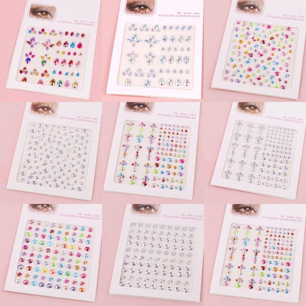 Resin Facial Rhinestone Stickers Glitter Rhinestone Eye Stickers Crystal Forehead Sticker  Party