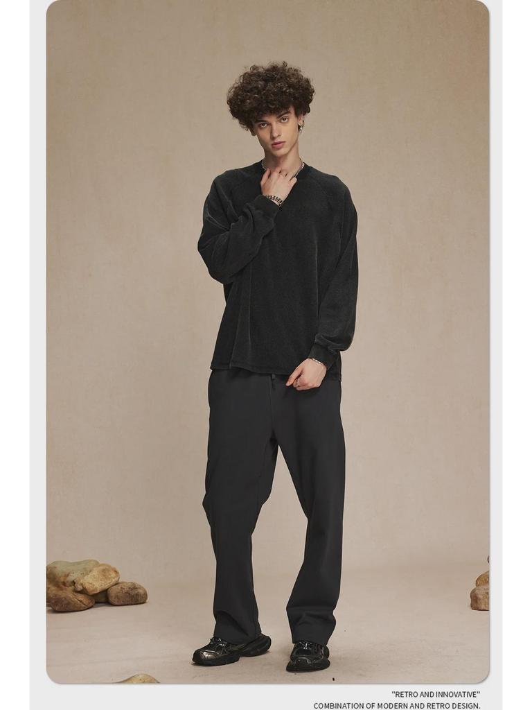 Футболка мужская вафельная с длинными рукавами в стиле ретро из коллекции осень/зима 2024 г.