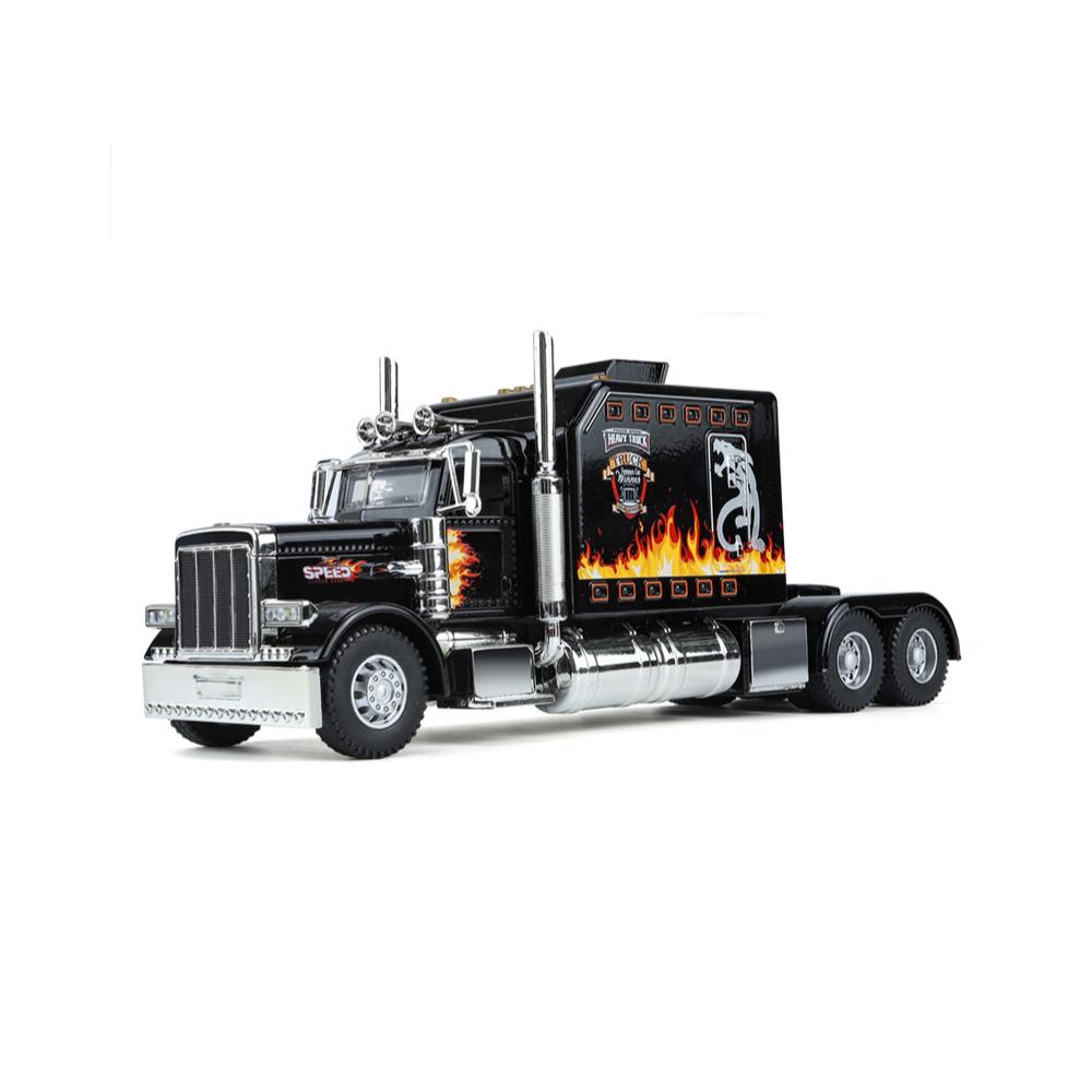 Масштаб 1/24, статическая модель автомобиля из автомобильного сплава с головкой американского прицепа и башней с функцией флэш-музыки, подходит для энтузиастов игр