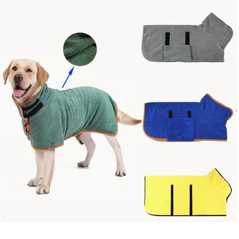 Pet Dog Bathrobe Super Absorbent Pet Bath Towel Quick Dry Soft Adjustable Bath Bags Robe