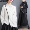 DIMANAF Женская 2024 Большие размеры Весна Лето Новая рубашка большого размера с длинным рукавом Свободная базовая черная блузка на пуговицах Нерегулярные повседневные женские топы