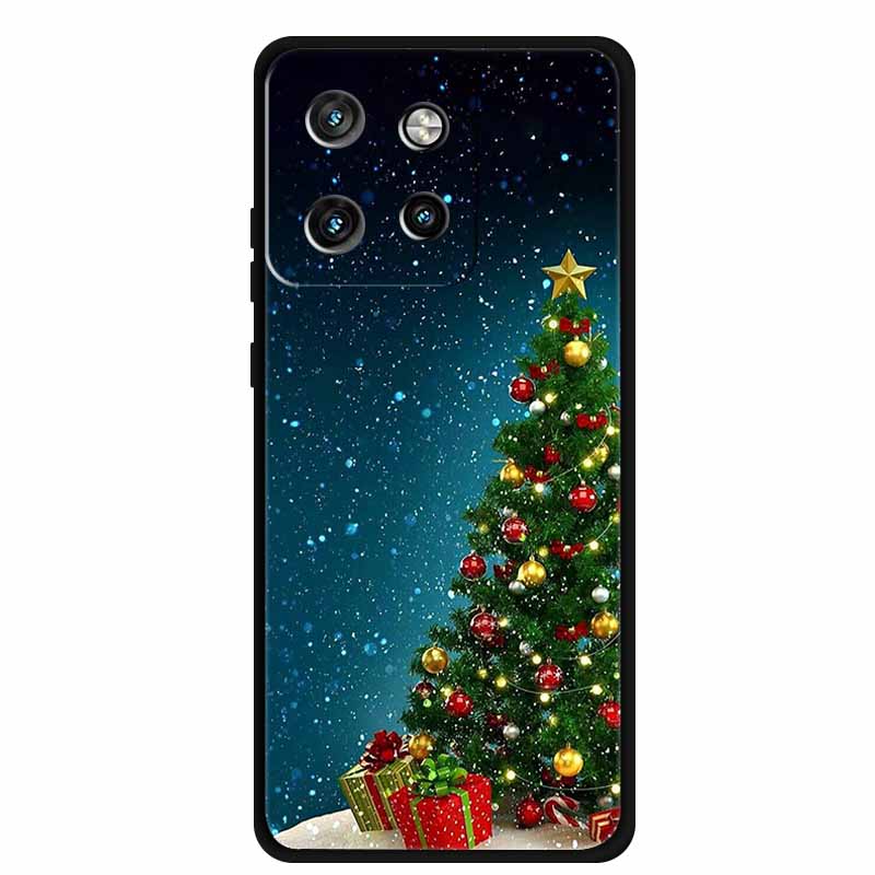 Christmas Cover For Motorola Moto G75 5G Black Silicone Cases TPU Santa Claus Christmas Tree Cover Deer For Moto G75 5G TPU case