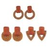 Handmade Korea Bamboo Wooden Straw Weave Rattan Knit Vine Circle Triangle Drop Earrings for Women Girl Beach Jewelry Earrings
