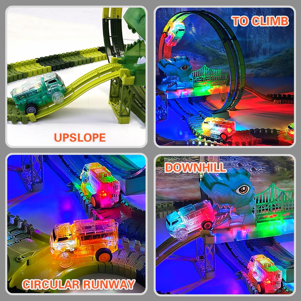 Tracks Cars Compatible Glow in the Dark LED Flashing Light Toy Cars Set for Most Race Tracks - Light up Cars for Kids
