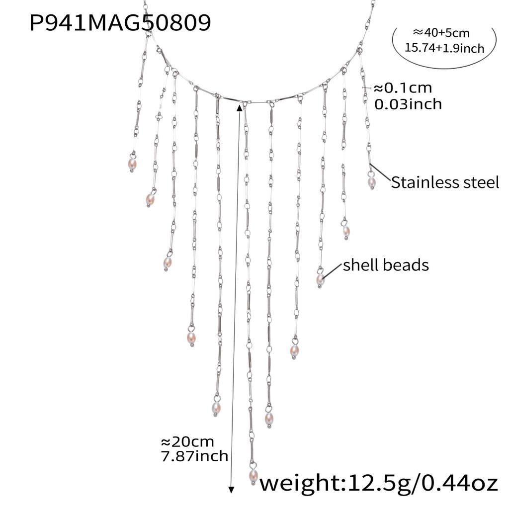Милое ожерелье с бахромой из нержавеющей стали с 18-каратным золотым покрытием, водонепроницаемое, не тускнеющее, колье-каскад с длинными кисточками для женщин