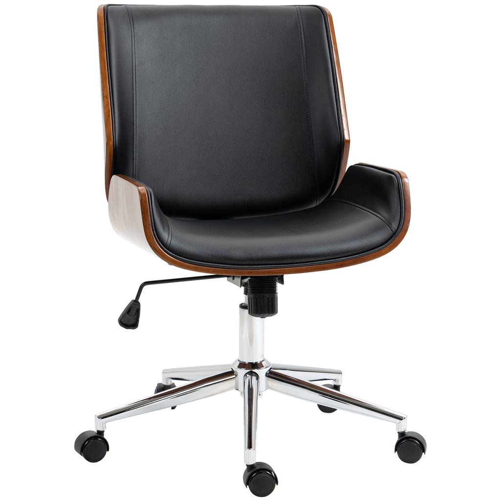 Desk Chair Computer Chair, Tilt Function, Height-Adjustable, Black + Silver