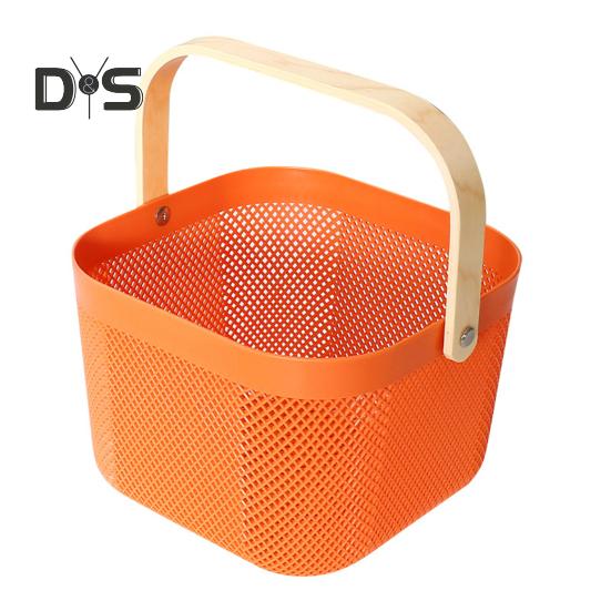 Органайзер для хранения фруктовая корзина с деревянной ручкой прочная несущая многофункциональная корзина для покупок большой вместимости