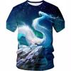 Мужская футболка с 3D-цифровой печатью и рисунком дракона, повседневная базовая рубашка и футболка с короткими рукавами