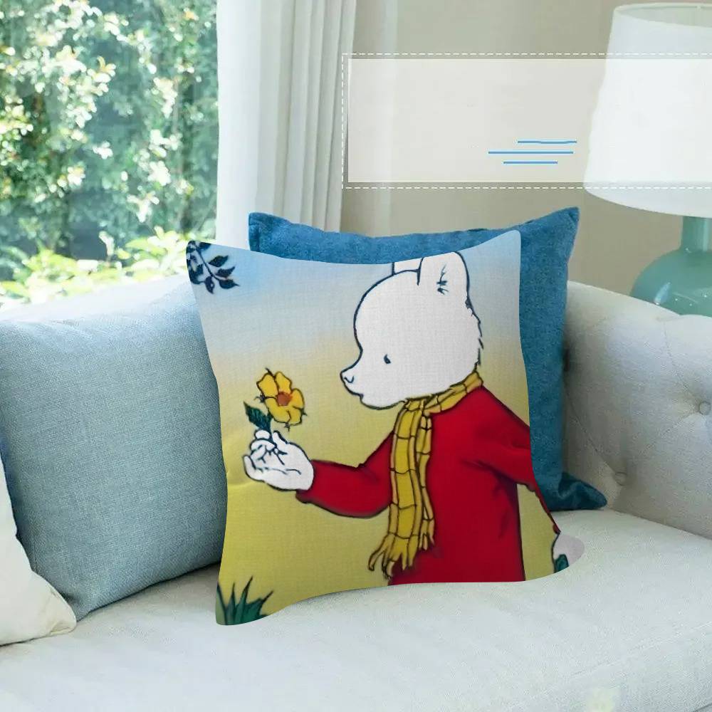 Anime R-Rupert B-Bear Maple Design Cushion Cover Happy Autumn Harvest Decor Holiday Decorati Pillow Cover