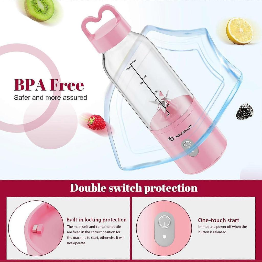Portable Personal Blender 17 OZ/500 ML Juicer, 175W Personal Size Blender, Ideal for Smoothies, Ice Blending, Juicing, and Foo