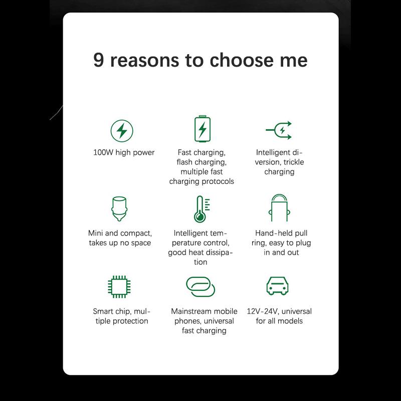 Мини автомобильное зарядное устройство USB 200 Вт с двумя портами, прикуриватель, быстрая зарядка, адаптер для зарядки телефона в автомобиле для iPhone 13 12 Xiaomi Huawei Samsung