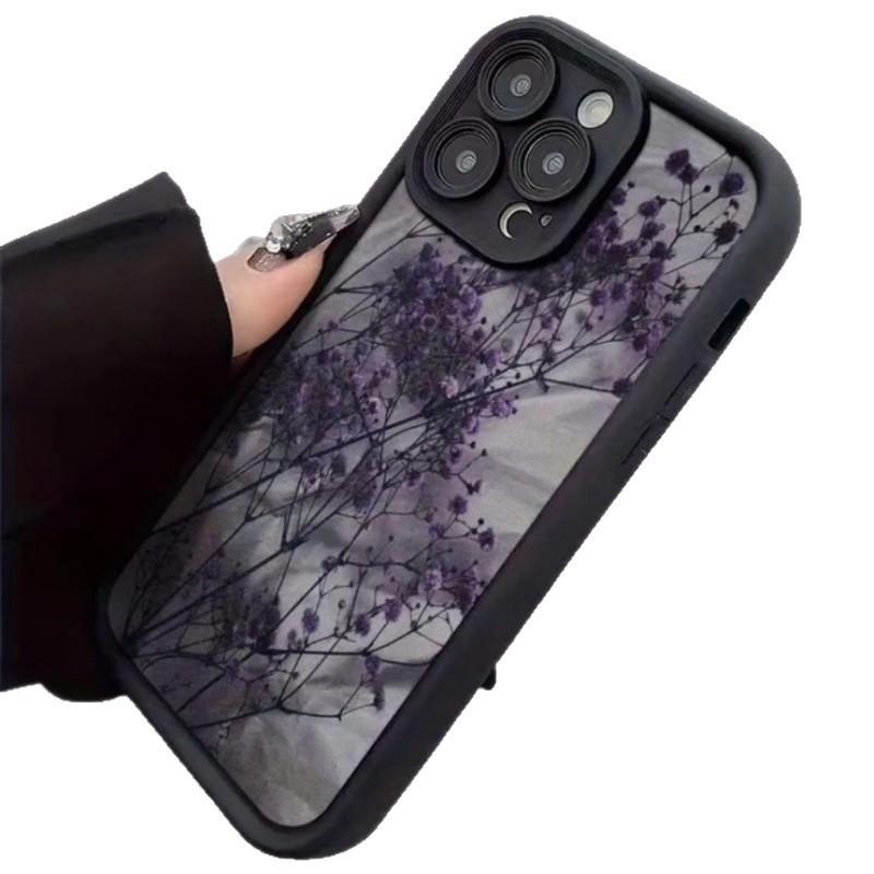 Фиолетовый Цветочный Чехол для Телефона Совместим с Apple iPhone 17 Pro Max по 13, Японский Корейский Ins Стиль, Трансграничный Европейский Американский Дизайн.