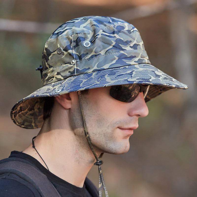 Men's Sun Cap Breathable Quick Dry Bucket Hats Sun Protection Anti-UV Fishing Camping Camouflage Fisherman Hat