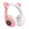 Bluetooth Over-ear Headphones Pink Girl Cat Ear Headphones Led Light Foldable Stereo Wireless Headphones Headset Compatible Kids Telescopic Noise Can