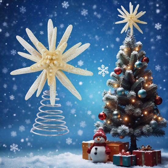 Starfish Tree Topper Beach Christmas Tree Topper Ocean Theme Treetop Ornament for Xmas Home Party Decor