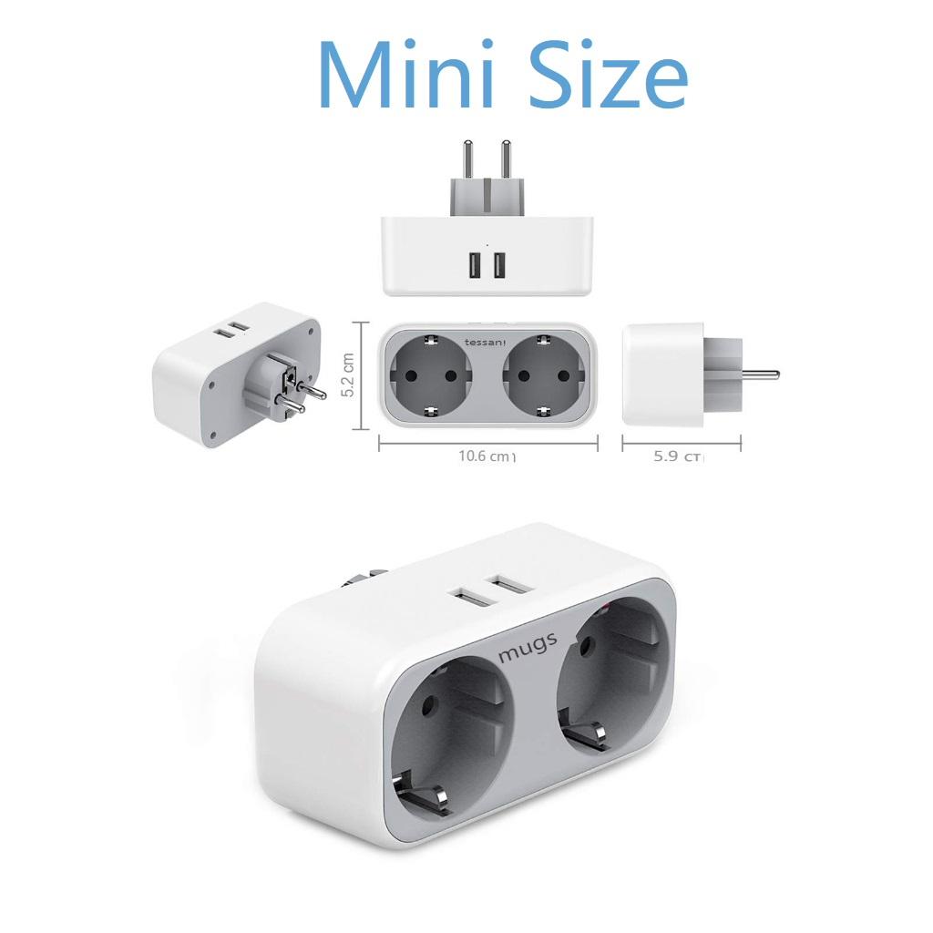 Tessan USB-адаптер европейского стандарта с 2/3 розетками переменного тока и 2 USB-портами для зарядки, настенная розетка USB-зарядное устройство с множеством средств защиты для дома, офиса, кухни