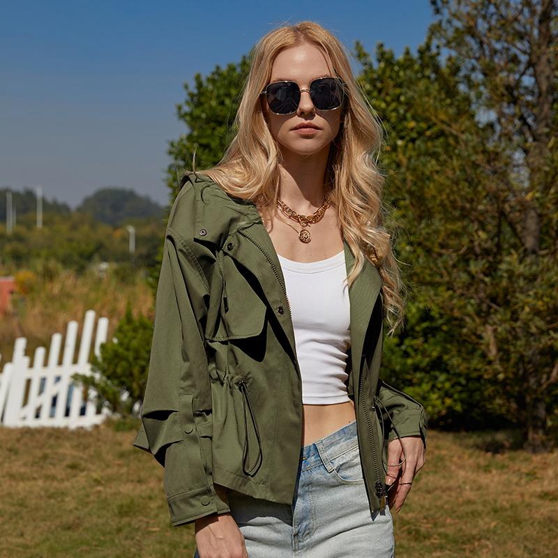 Ветровка ZIAI, весенний короткий плащ с капюшоном в иностранном стиле, женская куртка bf в британском стиле