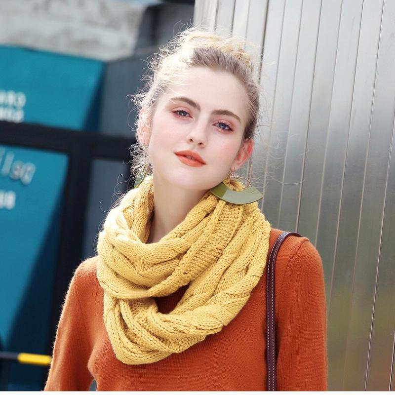 Новый женский однотонный шерстяной шарф-снуд с косами, зимний утеплитель для шеи, воротник-хомут, круглые шарфы