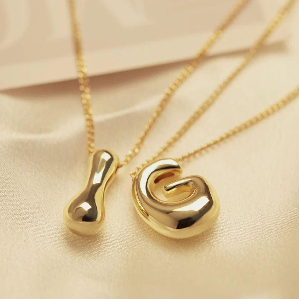 Alphabet Letter Pendant Necklace Gold Color A-Z Letter Clavicle Chain Delicate Women Choker  Women