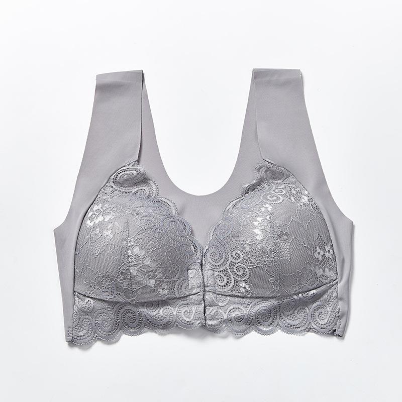 Взрывная пряжка спереди собрала бесшовное женское нижнее белье больших размеров, кружевной сексуальный бюстгальтер
