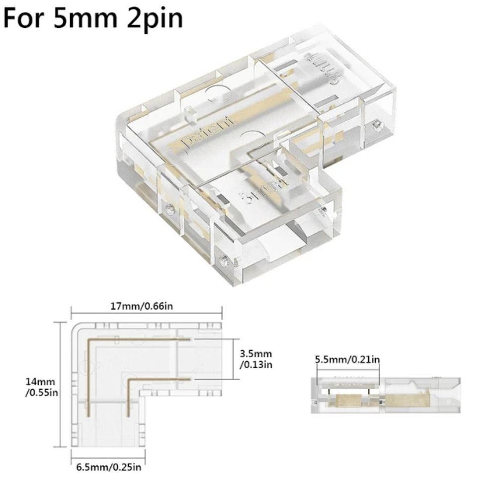 COB LED разъемы 90 градусов L-образный угол 5/8/10 мм без пайки для CCT FCOB RGB ленточных светильников 2/3/4-контактный разъем полоса к полосе