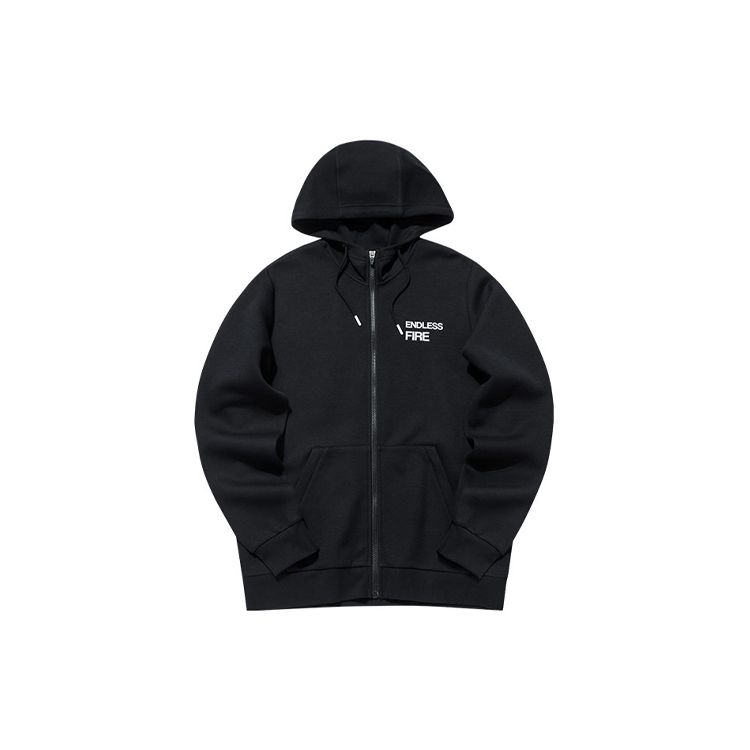 Anta Casual Sports Letter Minimalist Print Long Sleeve Jacket Men Jacket Black 152131720-2