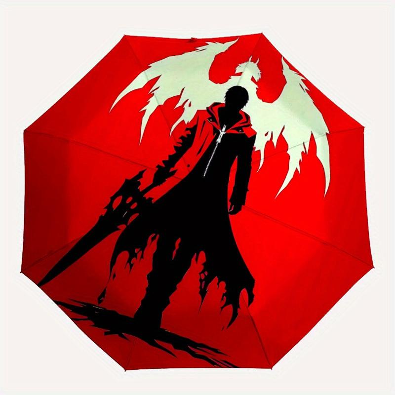 1pc Angel Wings, Red Circle Windproof Automatic Umbrella, Portable Folding design, Lightweight for Women/Men262