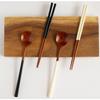 Travel&Cook Wood Dal Spoon Set of 2, Cream, Black, 2 Spoons + 2 Pairs of Chopsticks, Korean Popular Tableware