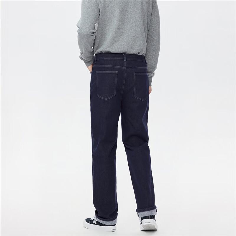 GIORDANO Мужские прямые джинсы с подкладкой из флиса, устойчивые к выцветанию