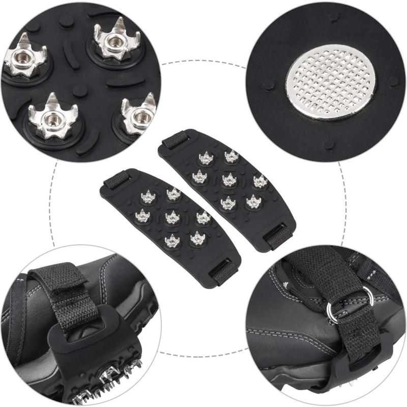 1 Pair Silicone Seven Teeth Ice Claws Outdoor Climbing Non-slip Adjustable Snow Grips Gripper Spikes