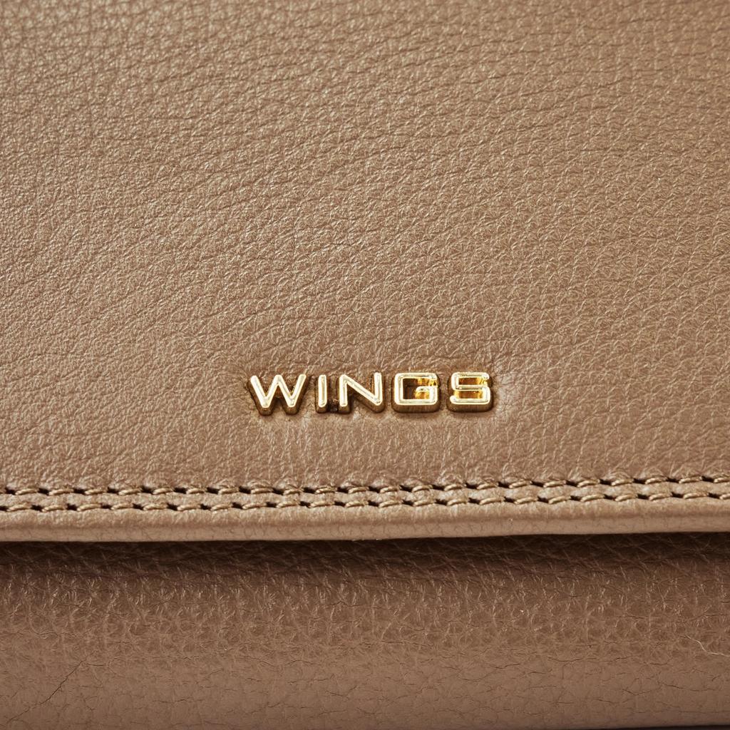 Women' Leather Wings Wallet with RFID Protection and a Roomy Interior in Beige