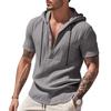 Мужская летняя свободная футболка-henley с капюшоном и коротким рукавом