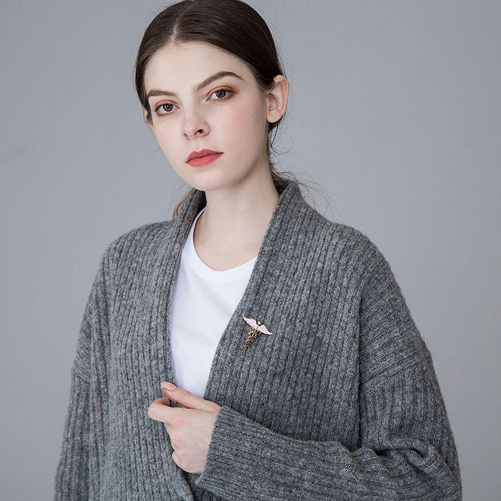 Retro Luxury Rod Badge Angel Wings Caduceus Collar Clothing Jewelry Brooch Pins Corsage Accessories