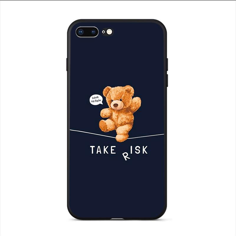 Чехол для телефона с милым мультяшным медведем для Iphone 12 Mini 13 11 Pro Max SE 2020 XS X XR Hard Mobile Shell 7 6S 8 Plus 5, забавный уникальный чехол