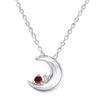 [Sears] Серебряное колье с натуральным бриллиантом для женщин, дизайн в виде полумесяца, гранат (Камень января) e1625-01