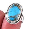 Кольцо из чистого серебра 925 пробы с натуральным бирюзовым медным камнем S.7 F3Z57
